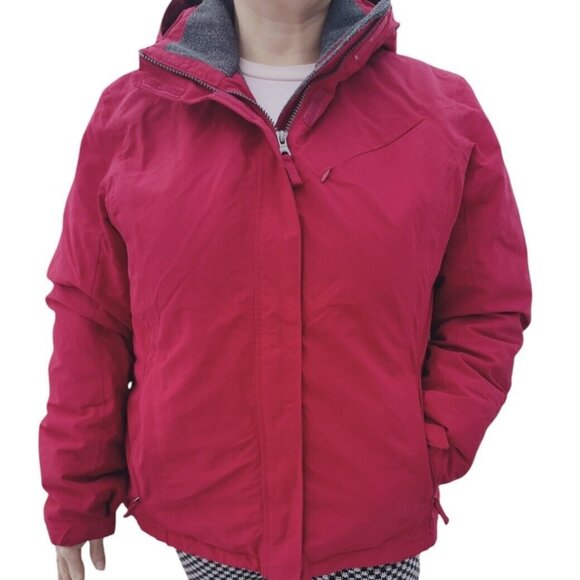 LANDS END Jacket Classic Squall Coat Womens L 14/16 Detachable Hood Raspberry - Picture 1 of 11